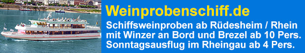 Schiffsweinproben auf dem Weinprobenschiff bei Rdesheim am Rhein, im Rheingau und am Mittelrhein